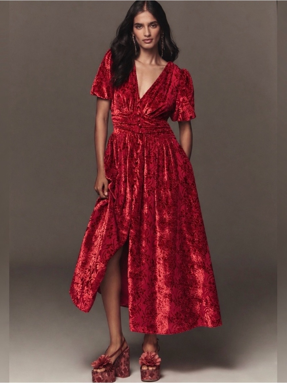 Anthropologie the Katerina button front velvet edition